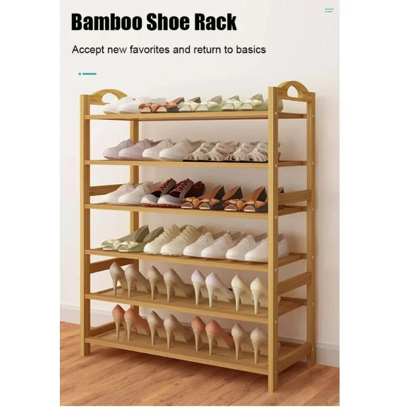 Description Picture 6 of itemSimple Indoor Stand Shoes Bamboo Shoe Rack Bamboo Flower Shelf And Bookshelf Multilayered Storage Natural Health Home Furniture