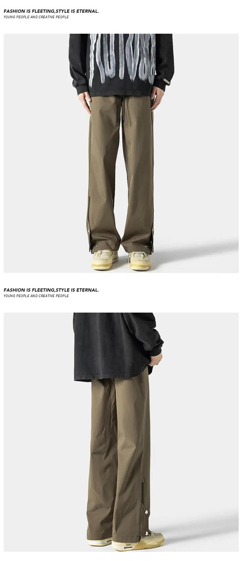 Description Picture 4 of itemFEWQ Spring New Straight Waterproof Rush Men Pants Solid Color 2024 Elastic Waist Solid Color Male Trousers Casual 24X8092