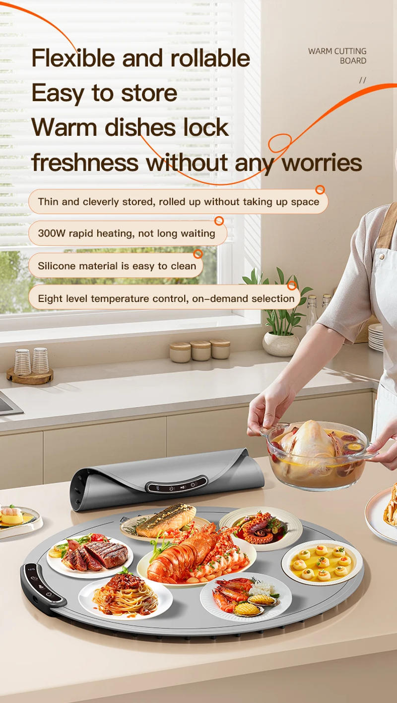 Description Picture 2 of itemTINSOL Electric Food Heating Pad Portable Collapsible Heating Tray with 8 Temperature Settings Thermostatic Food Heating Pad