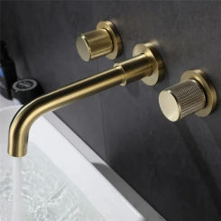 Bathroom Faucet Brushed Gold Bathroom Basin Cold And Hot Brass Sink Mixer Sink Tap Single Handle Wall Mounted Water Tap