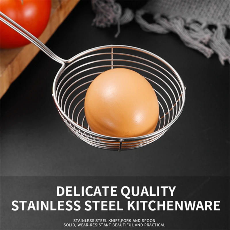 Description Picture 4 of itemStainless Steel Colander Sieve Long Handle Skimmer Filter Mesh Oil Pot Food Strainer Hot Pot Noodle Drain Spoon Kitchen Supplies