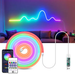 DC5V USB RGBIC Neon LED Strip Light WS2812 Waterproof Neon Lamp Smart Bluetooth App Control For Room Wall Decor Fairy Lights