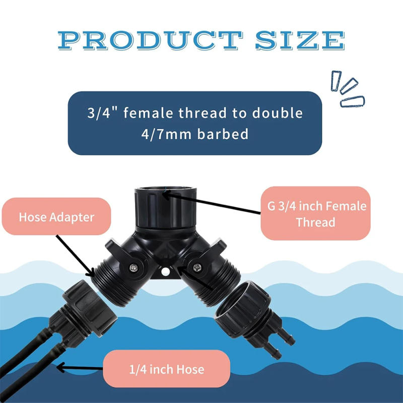 Description Picture 4 of itemDrip Irrigation Tap Adapter 4-Way Splitter for Garden 1/4'' Hose Automatic Watering System Kit Bonsai Pot Plant Greenhouse