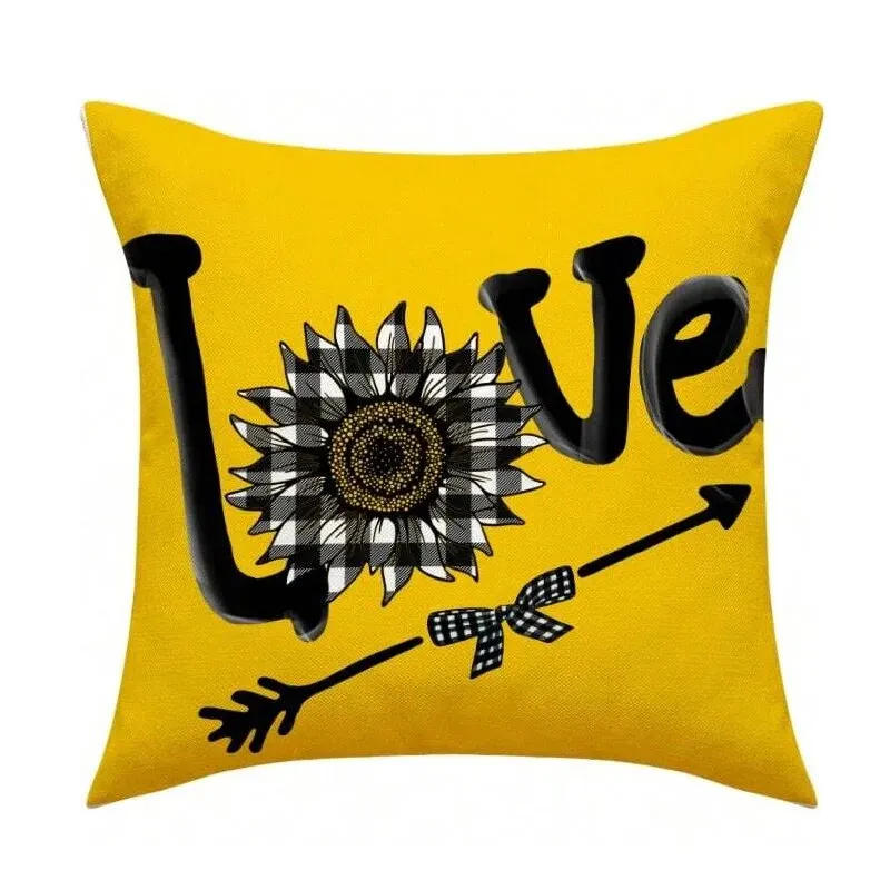 Description Picture 6 of item1pcs Set Bee & Letter Graphic Cushion Cover Without Filler Cartoon Cute Decorative Throw Pillow Case For Living Room Home Decor