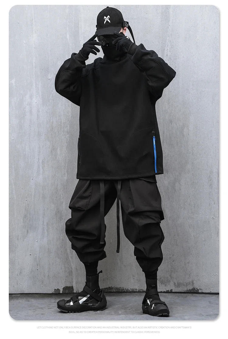 Description Picture 6 of itemUnisex spring Men's clothes Harajuku Loose Technology oversize Trendy HipHop Cargo jogger pants Multi-pocket Drawstring Overalls
