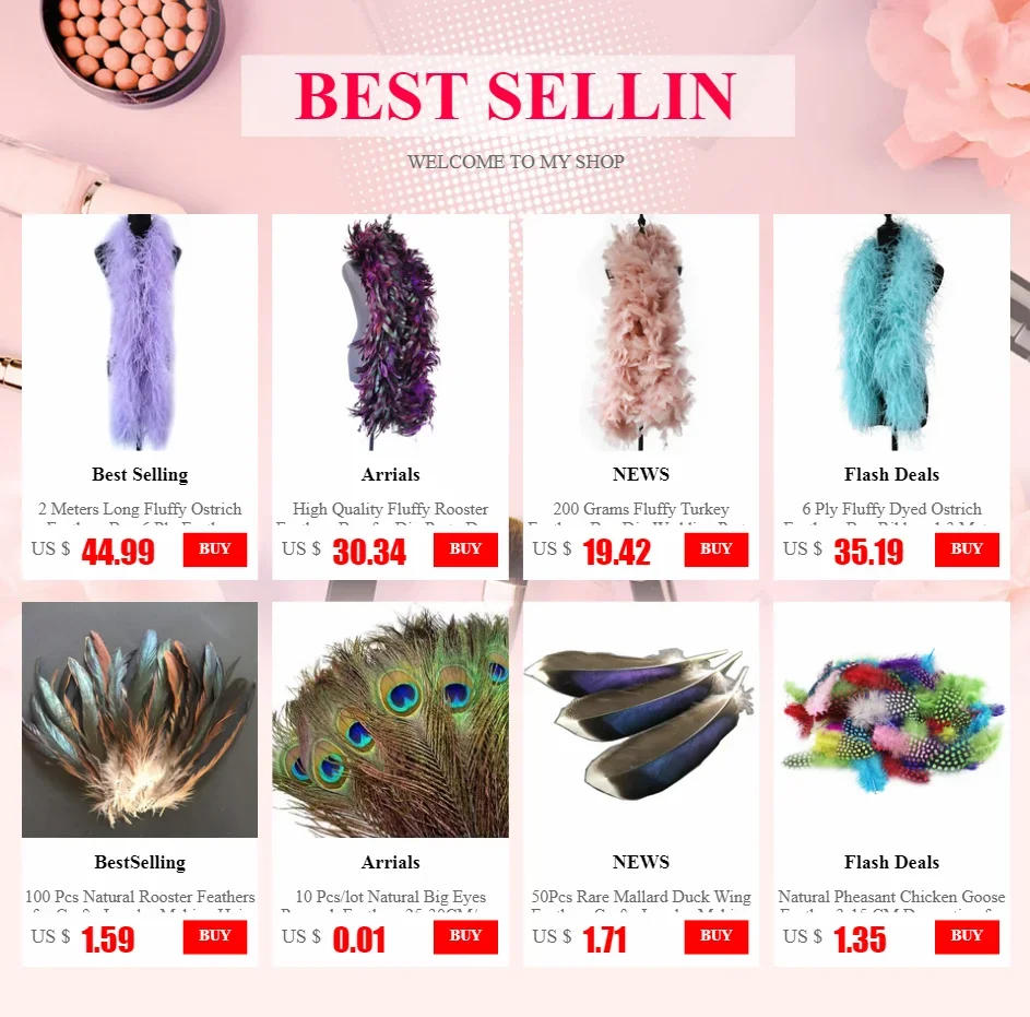 Description Picture 2 of item1 Meter Natural Ostrich Feathers Trim Fringe 8-10cm Decoration for Party Wedding Dress Clothes Sewing  Accessory Crafts Plume