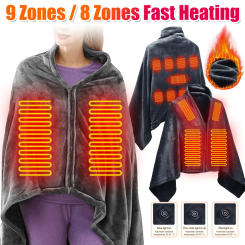 USB Electric Heated Blanket 3 Heating Levels Fleece Heated Blanket Portable Body Warmer Blanket Quickly Heated Cape for Outdoor