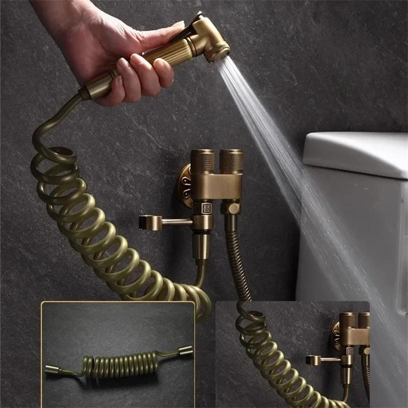 Description Picture 2 of itemAntique Bronze Toilet bidet sprayer set Brass Double Use Bidets faucet Bathroom sprayer shower bidet  High Pressure gun