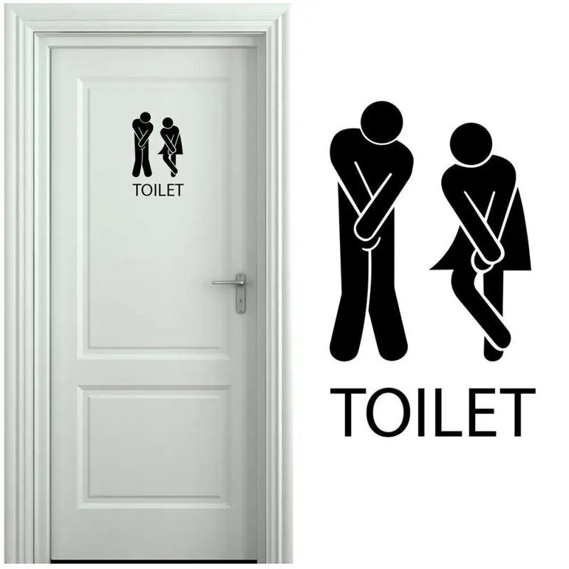 Description Picture 5 of itemCreative Toilet hotel Wall/Door Stickers Bathroom Decoration WC Entrance Sign Home Decor Black Pattern Waterproof Art Wallposter