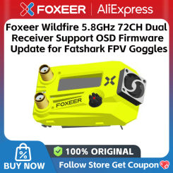 Foxeer Wildfire 5.8GHz 72CH Dual Receiver Support OSD Firmware Update for Fatshark FPV Goggles 5 Way Button 98dBm