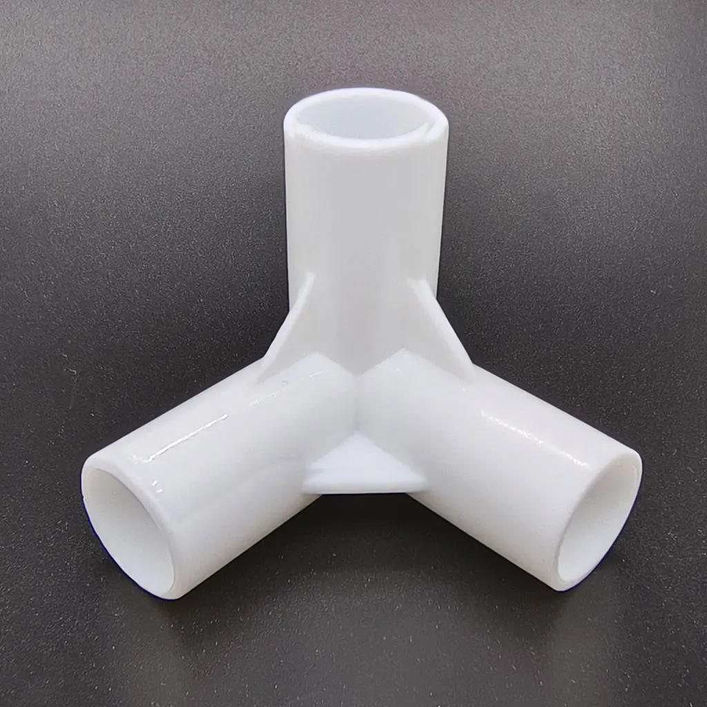Description Picture 6 of item3 way White PVC Tent Feet Corner Center Connector Pipe PVC Straight Elbow Tee Connector Plastic Joint DIY Wardrobe Tent Fittings