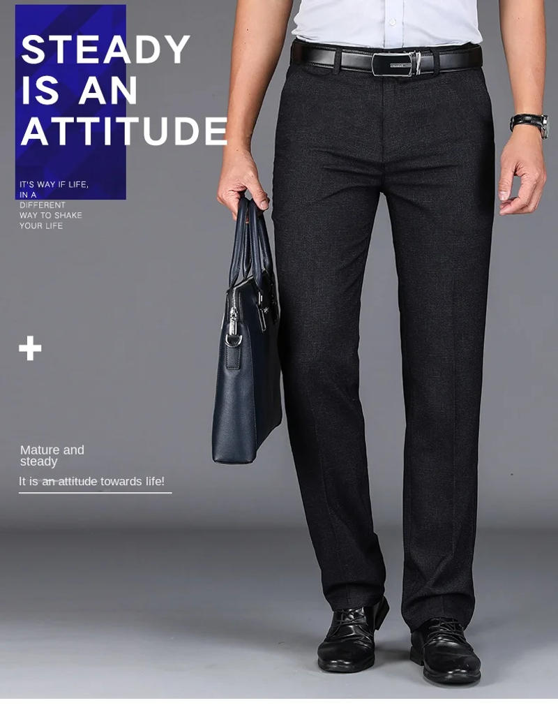 Description Picture 3 of itemMiddle-Aged Business Suit Pants Men's Summer Loose plus Size Straight Versatile Simple Classic Office High-End Casual Pants