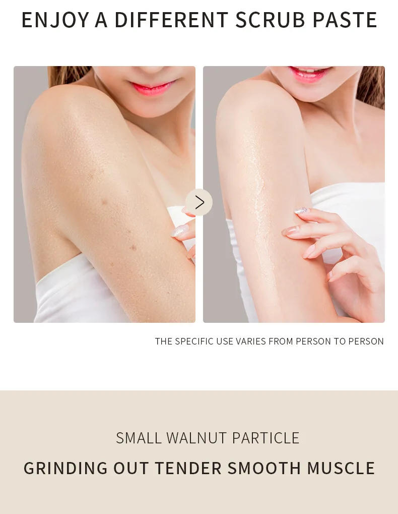 Description Picture 3 of item220g Fruit Body Scrub Exfoliating Deep Cleansing Strawberry Moisturizing Hydrating Chocolate Nuts Smooth Skin Grind out tender