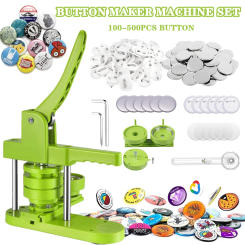 Pin Badge Maker Machine Set, 25-58MM Badges Button Making Machine with 100-500Pcs Parts+Circle Cutter+Mold, Pin Badges Press Kit