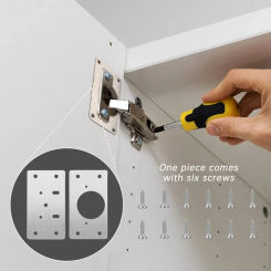 1/2/4Pairs Cabinet Hinge Repair Plate Kit Kitchen Cupboard Door Hinge Mounting Plate With Holes Hardware Accessories
