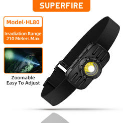 SUPERFIRE HL80 Super Bright LED Headlamp Portable Zoom Headlight USB-C Rechargeable Head flashlight Front Light for Fishing