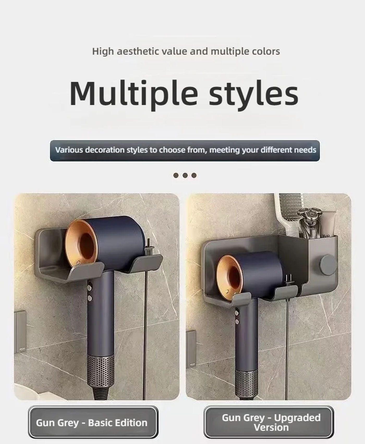 Description Picture 2 of itemWall-mounted punch-free toilet hair dryer rack bathroom hair dryer storage rack hair dryer bracket bathroom accessories ﻿