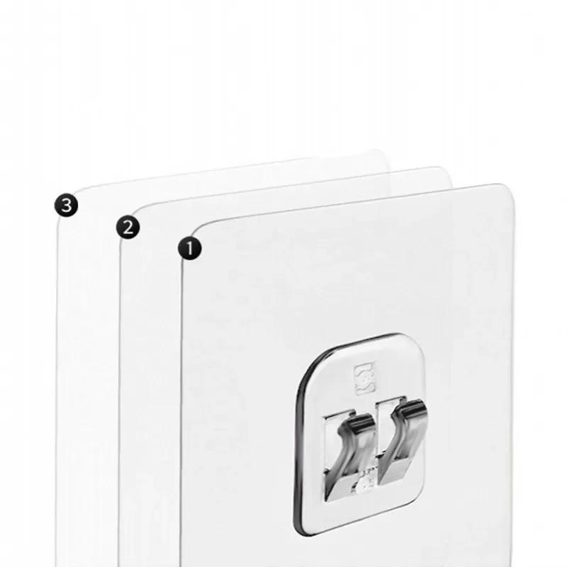 Description Picture 3 of item1-10Pcs Shelf Fixed Hooks Wall Storage Rack Transparent Hanging Hook Strong Self-Adhesive Snap Bathroom Kitchen Organizer Gadget