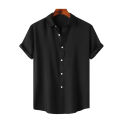 Short Sleeve Summer Shirt Versatile Men's Office Shirt Breathable Stretchy Collared Top for Casual or Formal Business Wear