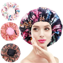 Newly Hair Satin Bonnet For Sleeping Shower Cap Silk Bonnet Bonnet Women Night Sleep Cap Head Cover Wide Elastic Band