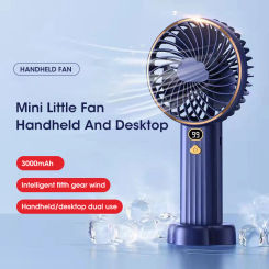 Office Desktop Fan Portable Air Conditioner 3000mAh Recharge Handheld Mini USB Hand Hold Small Pocket Fan with Data Display