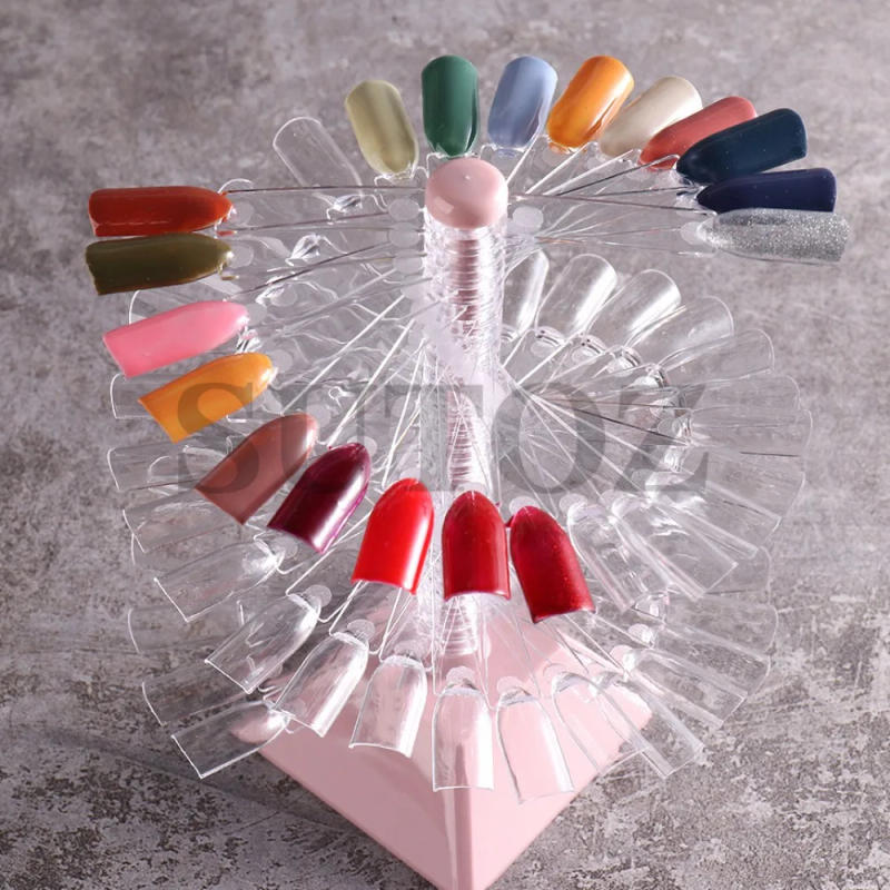 Description Picture 5 of item60 Nail Art False Tips Display Stand Spiral Shelf Showing Gel Polish Oval Square Nails Showing Shelf Rack Manicure Practice Tool
