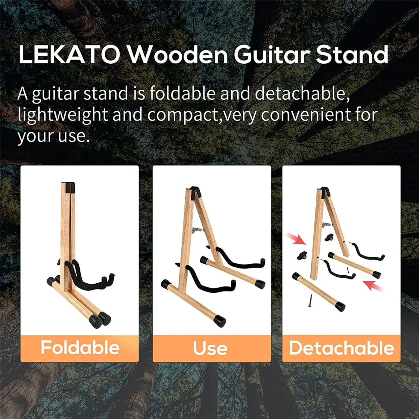 Description Picture 6 of itemMiwayer Wooden Guitar Stand, Folding A- Frame Guitar Floor Stand, Adjustable Easy to Assemble for Bass, Cello, Mandolin, Banjo