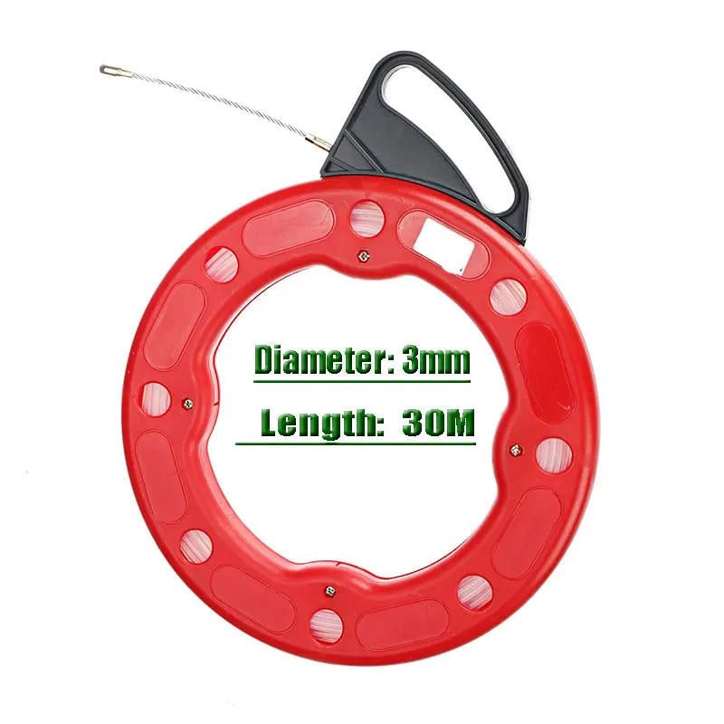 Description Picture 3 of item15-30 Meter Nylon Professional Cable Puller Flexible Glider Swivel Fish Tape Portable Reel Conduit Duct Wire Pulling Tool