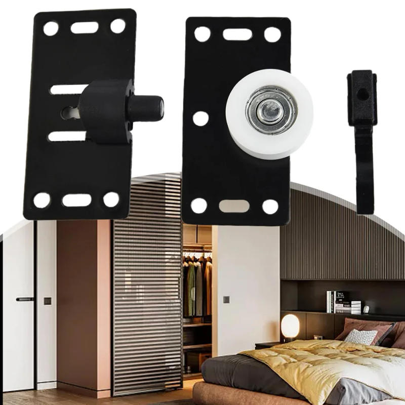 Description Picture 6 of itemWardrobe Pulling Black Sliding Door Wheels Rollers Pulleys Runners For Cupboard Wardrobe Home Improvement Hardware