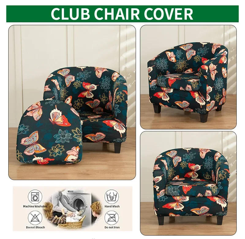 Description Picture 5 of itemPrinted Tub Chair Slipover with Cushion Cover Removable Stretch Club Chair Cover Armchair Cover Furniture Protector for Living
