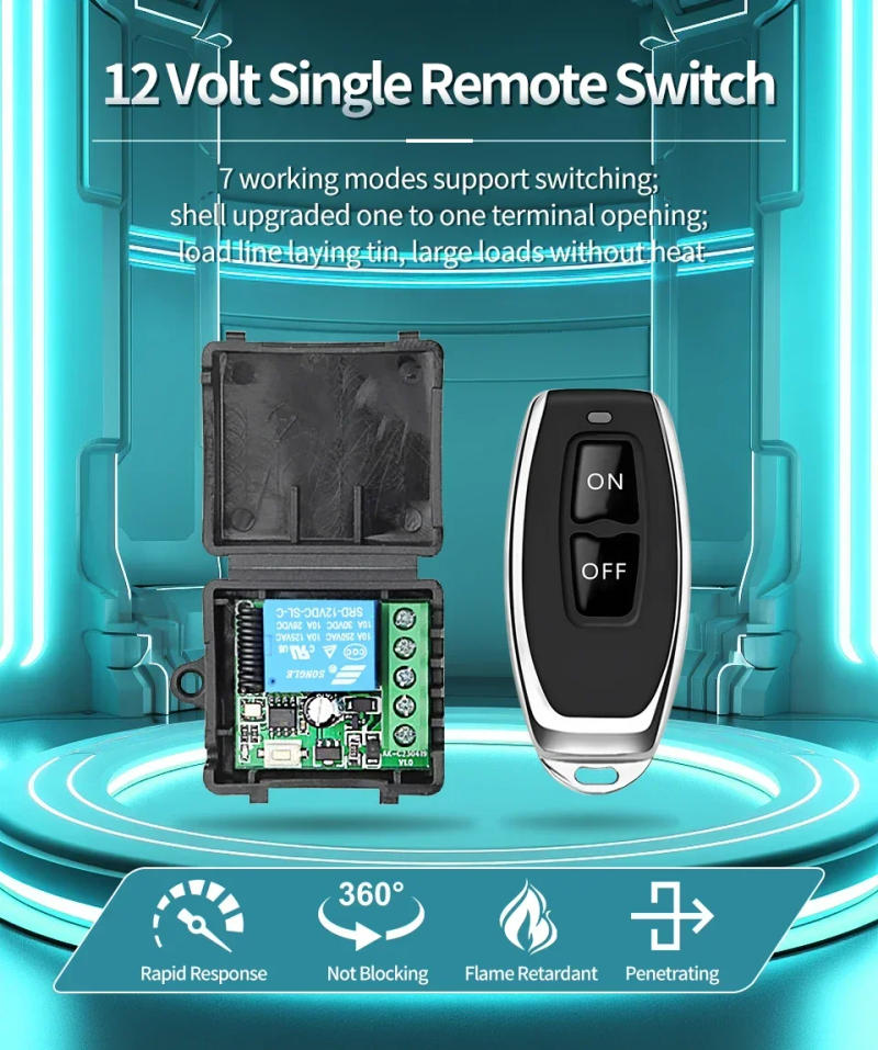 Description Picture 2 of itemRemote Control RF433Mhz Wireless Light Switch DC 12V 1CH 10A Relay Receiver Transmitter for Door Electromagnetic Lock DIY Module