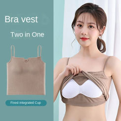 Women's Sexy Solid Color Tube Top Seamless Sports Tank Top Wireless Underwear Padded Bra Bralette Vest Deep Camisole PerfectYoga