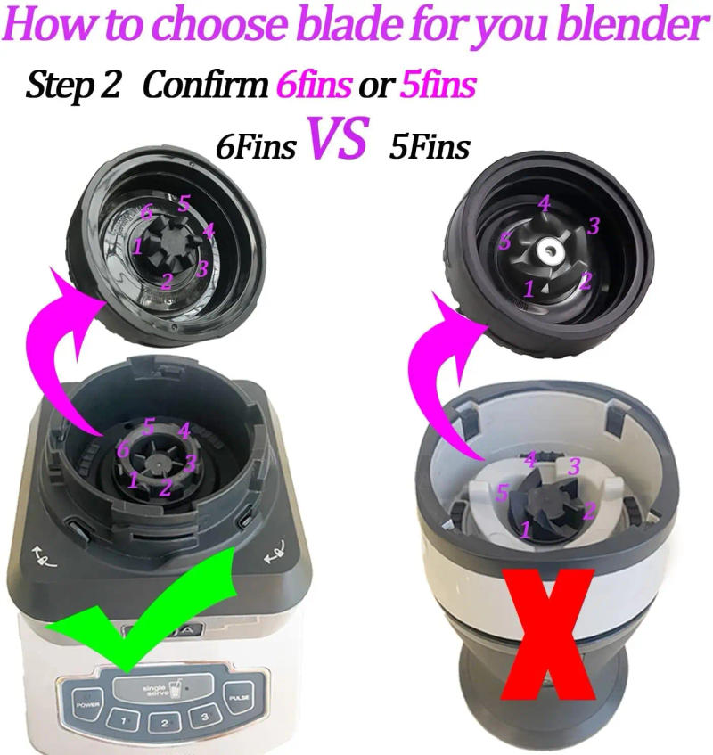 Description Picture 4 of item6-Fin Male Blender Blade Replacement Parts for Nutri Ninja Blender BL660 BL770 BL780 BL740 etc.(Small 3.35inch blade)