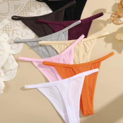 4Pcs Women's Cotton Thongs Sexy Thin Waist Underwear Traceless Low Waist G-string Sports T-Back Female Breathable Panties S-XL