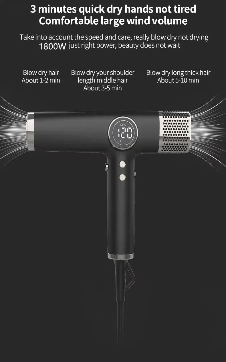 Description Picture 6 of item5 in 1 Professional Led Display Hair Dryer 110000RPM High-Speed Brushless Motor Negative Ion Blow Dryer Fast Drying Salon