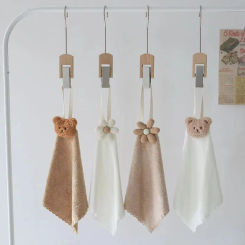 Candy Color Microfiber Kindergarten Square Children's Washing Hands Cleansing Soft Quick-drying Small Towel Hook Up Handkerchief
