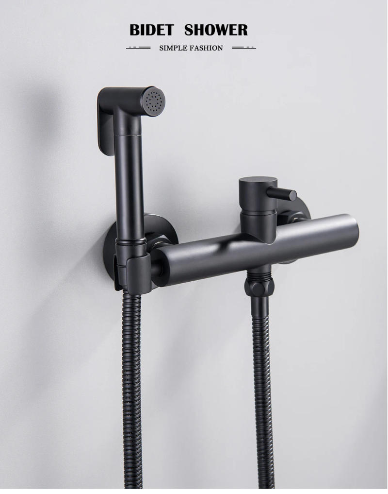 Description Picture 2 of itemBlack Chrome Bidet Faucet Brass Shower Tap Wall Mount Cold Hot Water Mixer Crane Rose Gold Shower Sprayer Head Tap Toilet Faucet