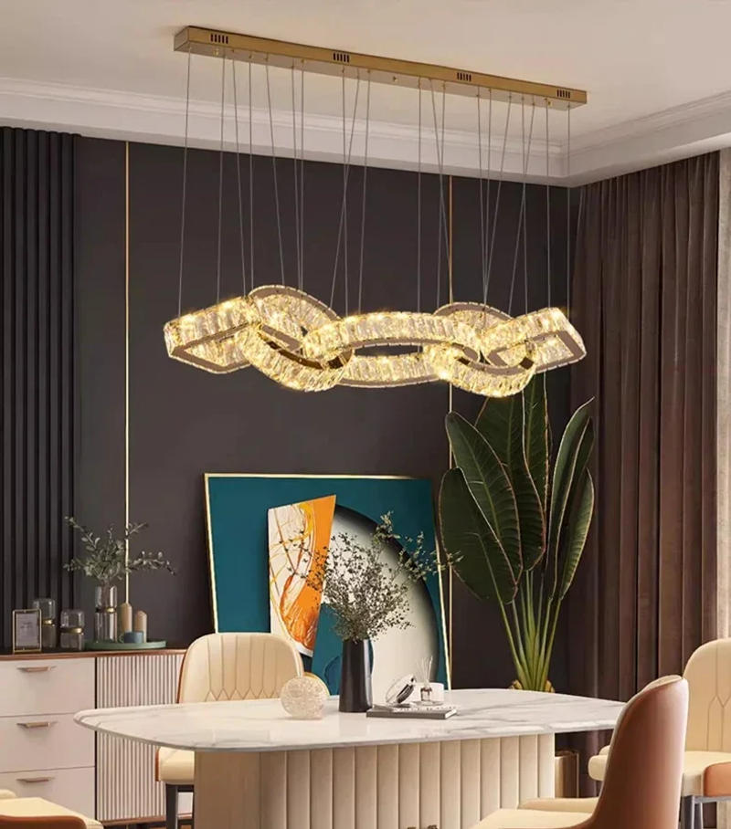 Description Picture 5 of itemCrystal Kitchen Island Pendant Lights Luxury Dining Table Bar Chandeliers Living Room Hanging Lamps for Room Decor LED Fixture