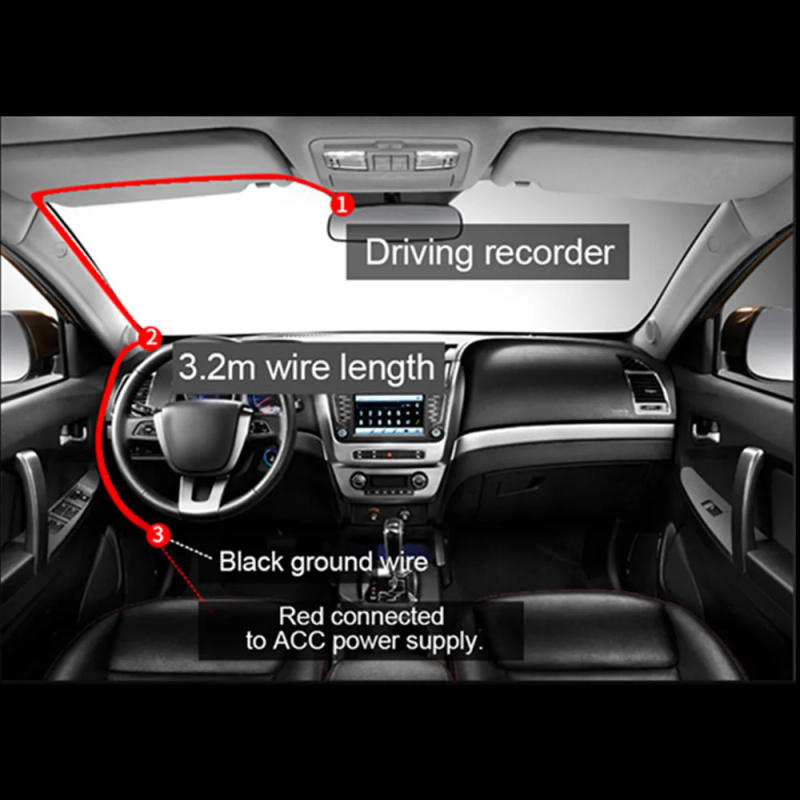 Description Picture 4 of item12/24V Car Dash Cam Wire 3.2m Mirror DVR Hardwire Cable Kit Video Recorder 5V Mini Micro USB Charger Line Auto Dashcam Camera