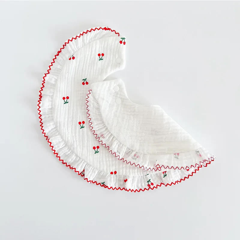 Description Picture 5 of itemKorean Style New Round Lace Baby Bibs Breathable Gauze Baby Saliva Towel 0-2 Year Old Floral Rabbit Burp Cloths Fake Collar
