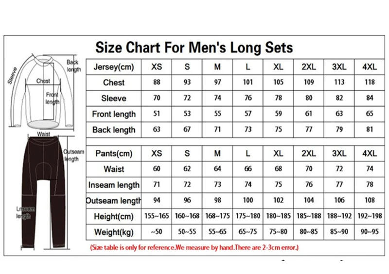 Description Picture 2 of itemNew Cycling Jersey Set Men Long Sleeves Bike Jersey Suit 19D Gel Pad Pants Autumn MTB Cycling Clothing