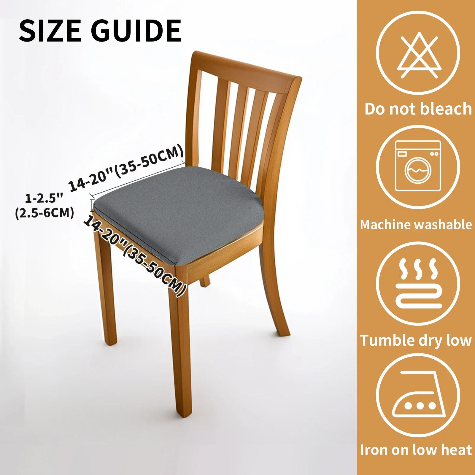 Description Picture 3 of itemSet of 4 Chair Seat Covers PU Leather Waterproof Cushion Cover For Dining Room Slipcover Kitchen Oilproof Chair Protctor