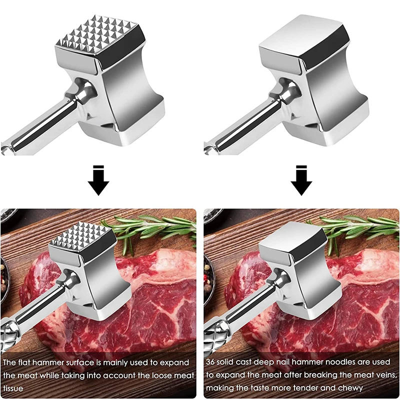 Description Picture 5 of item304 Stainless Steel Meat Tenderizer Hammer, Dual Sided Meat Mallet Pounder for Beef, Steak & Poultry - Kitchen Tools
