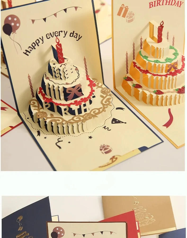 Description Picture 6 of item3D Unique Pop Up Birthday Card for Kids Boy Baby Shower First Birthday Party Greeting Cards Handmade Miniatures Postcard Gifts
