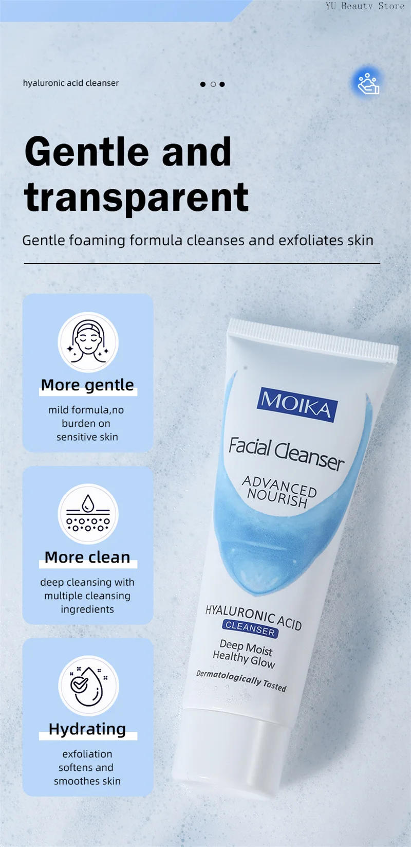 Description Picture 5 of itemFacial Foam Cleanser Gentle Cleansing Pores Oil Control Blackhead Removal Whitening Moisturizing Korean Skin Care Products 80g
