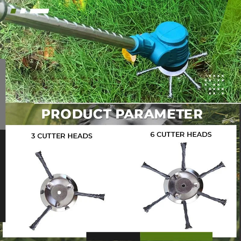 Description Picture 3 of itemSteel Grass Trimmer Head 3 or 6-Cutter Brush cutter Wire Weed  Brush Fit Straight Shaft Brushcutter Removal Moss Rust