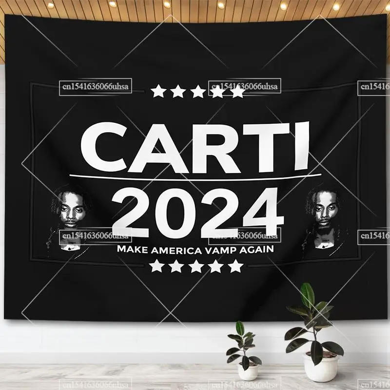 Description Picture 5 of itemPlayboi Carti Meme Tapestry Wall Hainging Hippie Make America Vamo Again 2024 Flags Room Decor Aesthetic Background Cloths