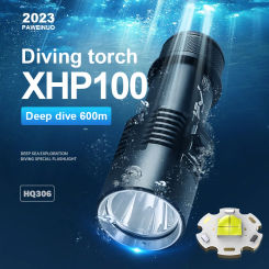Powerful LED XHP100 Diving Flashlight 6000LM Rechargeable Torch 600M Professional Underwater Lamps Waterproof IPX8 Diving Light