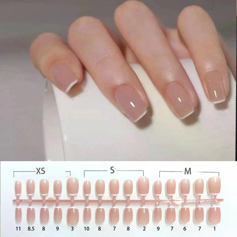 Description Picture 5 of itemNew XS+S+M Size Gradient Short Ballet Nails Set Simple Nude Color False Nails Fake Nail Press On Nails Full Cover Nail