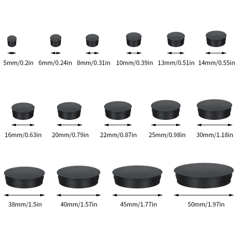 Description Picture 2 of item8Pcs/Pack Black Round Plastic Hole Plug Hole Decorative Cap Pipe Plug Cover Blanking End Caps Furniture Feet Caps Protection
